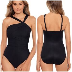 Miraclesuit NWOT Rock Solid Europa Underwire One Piece Swimsuit Black Size 8